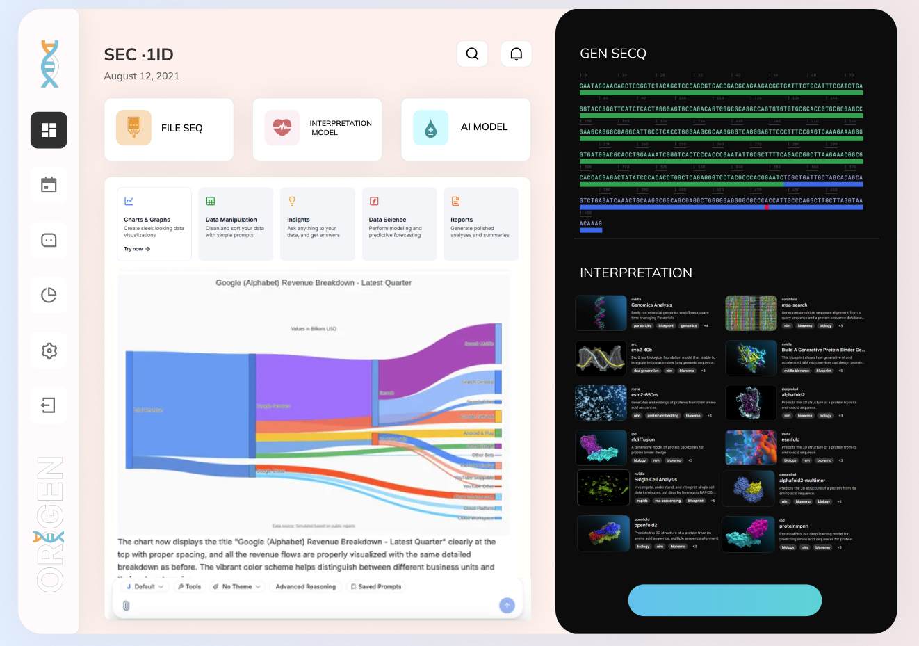 GEN SEQ — visor de resultados en escritorio