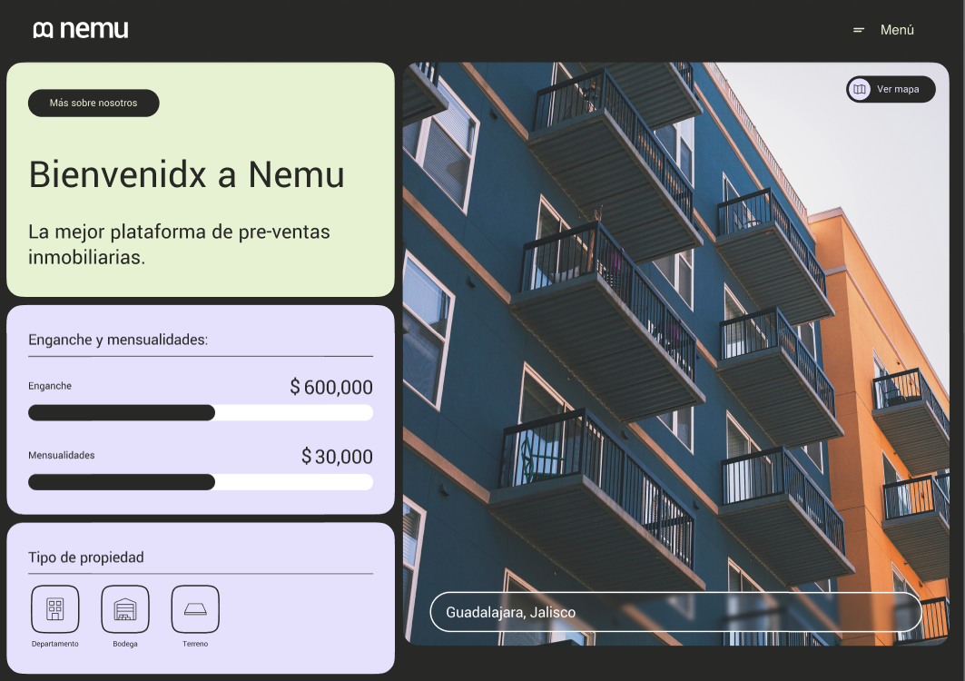 Nemu — app móvil de bienes raíces
