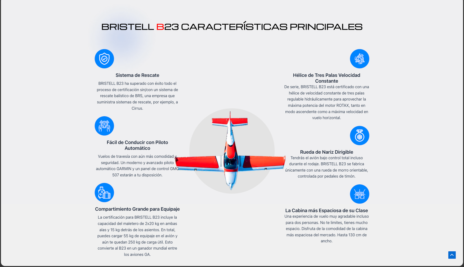 Sitio web Bristell — características B23